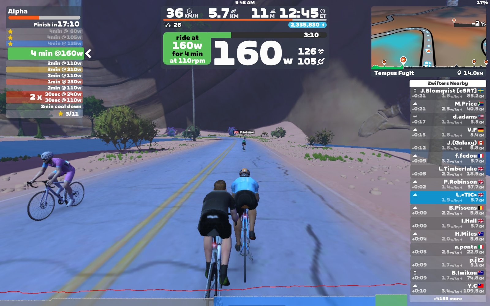 Zwift Alpha on Tempus Fugit - indoor cycling