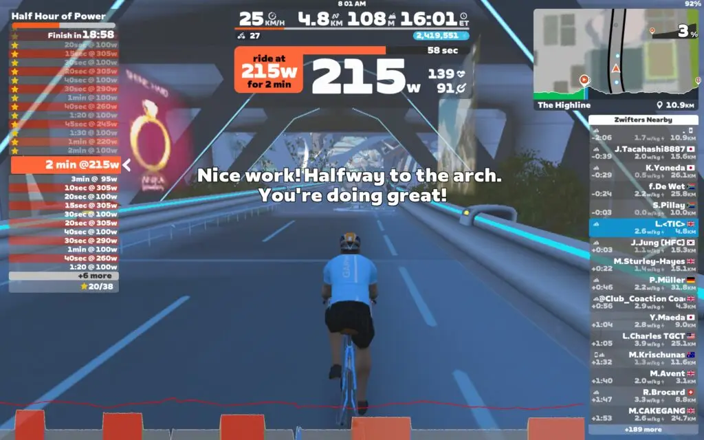 picture of Zwift Half Hour of Power on The Highline in New York